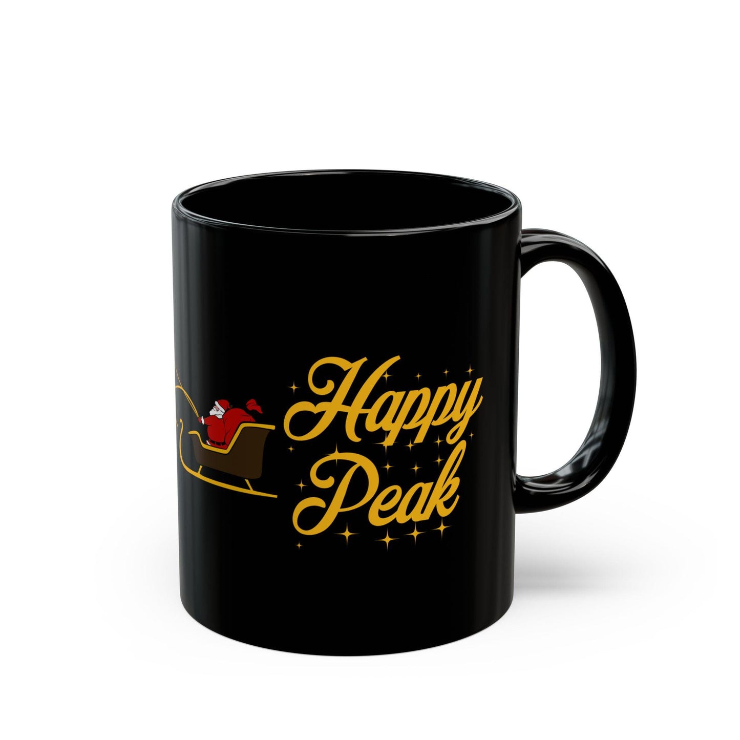 Black UPS Santa Mug with Happy Peak design and Santa riding UPS delivery fleet, 11oz ceramic cup UPSer UPS Gift Peak
