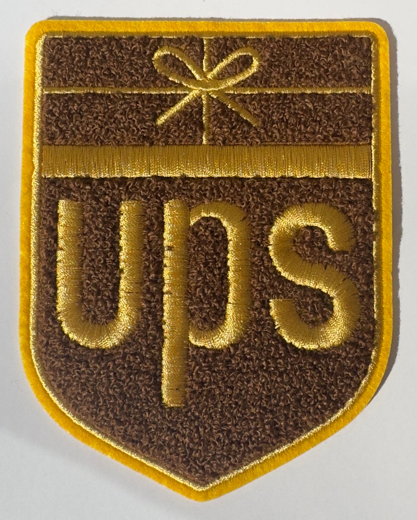 Retro UPS Chenille Patch Logo Hoodie - Centered Patch - Black