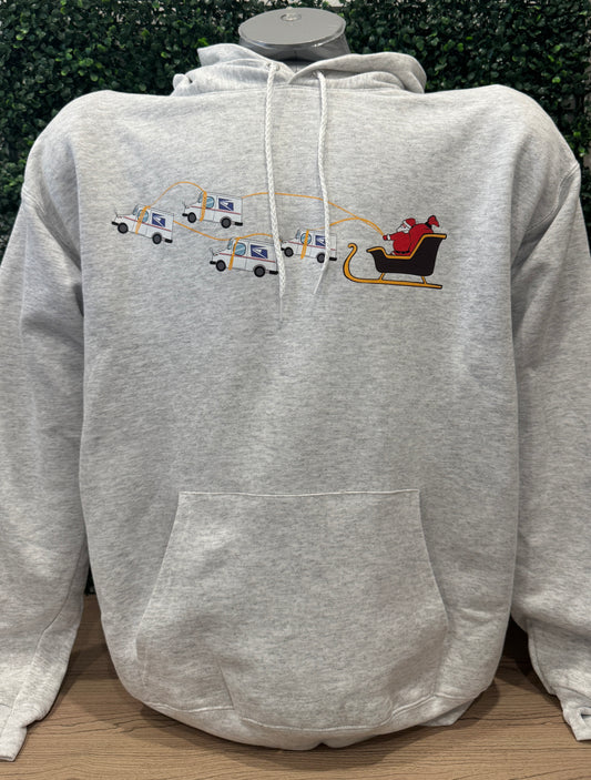 Gray Hoodie USPS for Employees Postal Workers with USPS trucks Logo